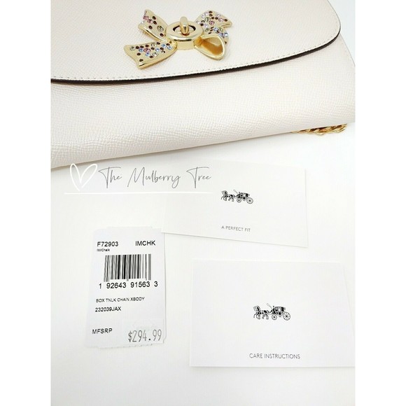 NWT Coach F72903 Chain Crossbody with Crystal Bow Turnlock Leather Org $298 - Picture 7 of 10